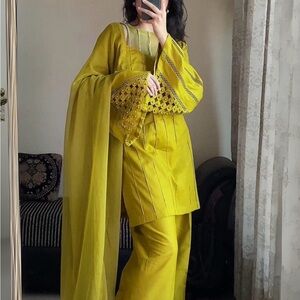 Shalwar kameez. Elegant Yellow Women's Shalwar Kameez